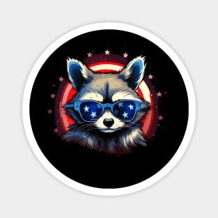 cute raccoon proudly American flaG Magnet